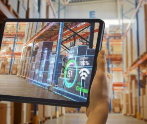 Futuristic,Technology,Warehouse:,Worker,Doing,Inventory,And,Using,Augmented,Reality